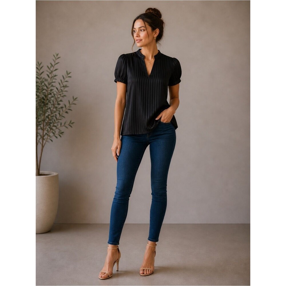 Juicy Couture Black Sheer Striped Blouse